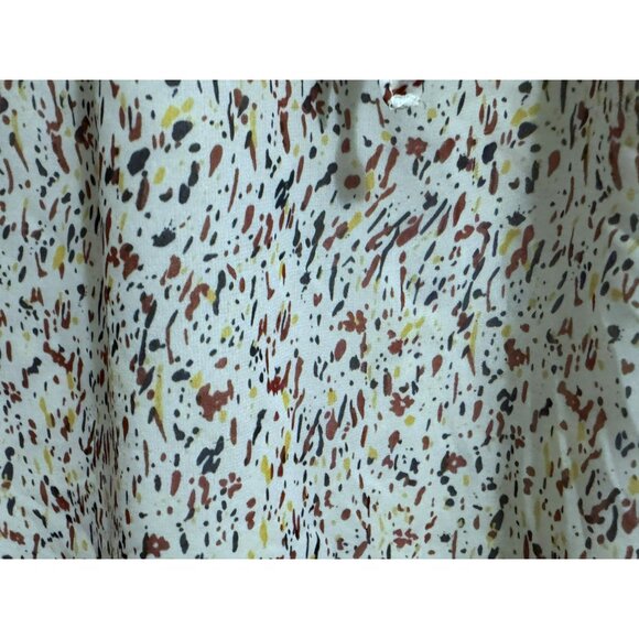 Joie Confetti Print Split V Ruffled Neckline Double Flutter Sleeve Lined Top SzL - Picture 3 of 5